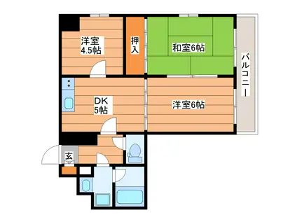 ボヌールI(3DK/4階)の間取り写真