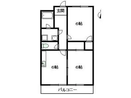 クイーンカピオラニ(2DK/2階)の間取り写真