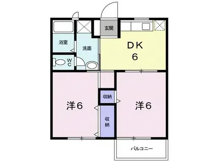 エステートY B棟(2DK/2階)の間取り写真