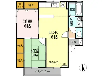 T.VILLAGEA棟(2LDK/1階)の間取り写真