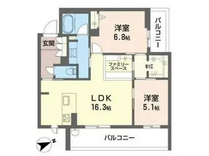 アルテーヌ浜寺元町(2LDK/3階)の間取り写真
