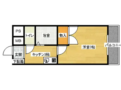 バオバブ白島(1K/7階)の間取り写真
