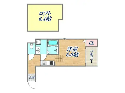 プライムゲート(ワンルーム/1階)の間取り写真