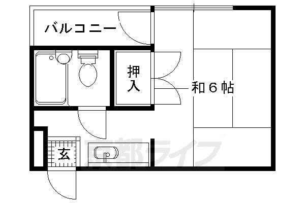 ピュアガーデン桂(1K/2階)の間取り写真