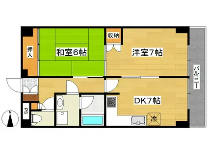 メゾンロワイヤル(2DK/2階)の間取り写真