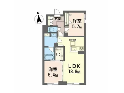 リヴィエール津島(2LDK/1階)の間取り写真
