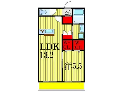 エスポワール芝山(1LDK/1階)の間取り写真