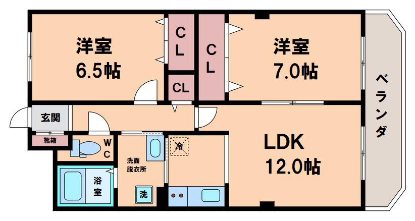 エルロード住吉7号館(2LDK/3階)の間取り写真