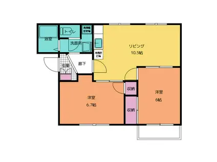 タウニイエード B(2LDK/1階)の間取り写真