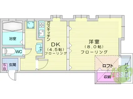 ティアラハウス松ヶ丘Ⅱ(1DK/2階)の間取り写真