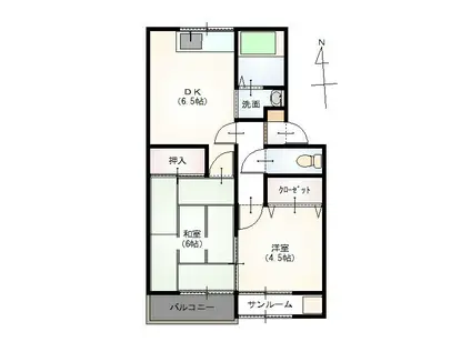 ガーデンハイム松任(2DK/1階)の間取り写真