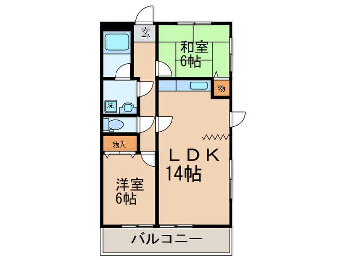 アパ-トメントカヤ田園調布(2LDK/3階)の間取り写真