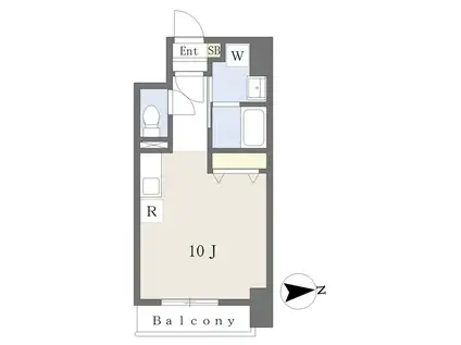 フォートレジデンス小田原八幡(ワンルーム/9階)の間取り写真