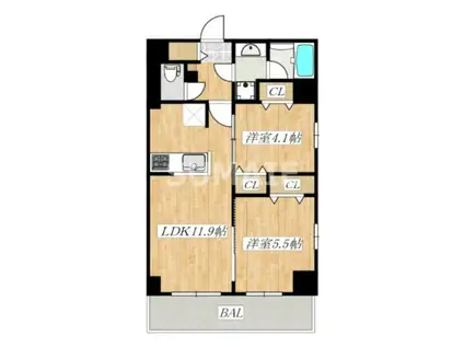 クラウンマンション椿(2LDK/10階)の間取り写真