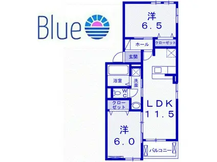 フェリーチェ(2LDK/2階)の間取り写真