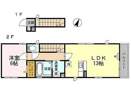 アイリス東中野(1LDK/2階)の間取り写真
