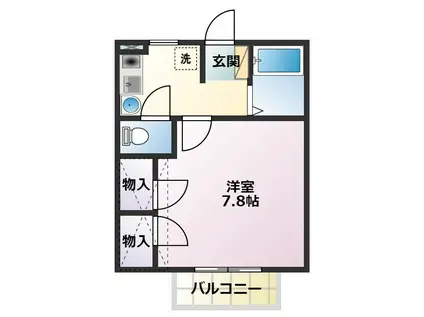 ベノワコート A棟(1K/2階)の間取り写真