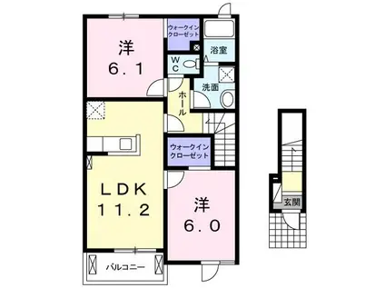 ヴァンベール II(2LDK/2階)の間取り写真