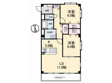 バウライフ(2LDK/1階)の間取り写真