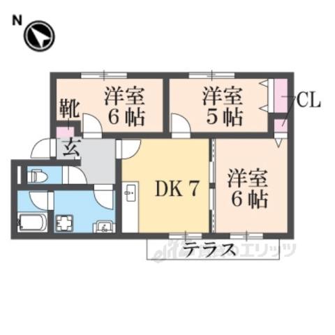 パセオみささぎ A棟(3DK/1階)の間取り写真