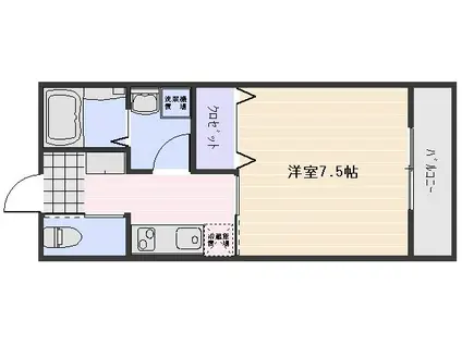 盛林レジデンス B棟(1K/2階)の間取り写真