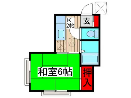 ドミールK D棟(1K/1階)の間取り写真