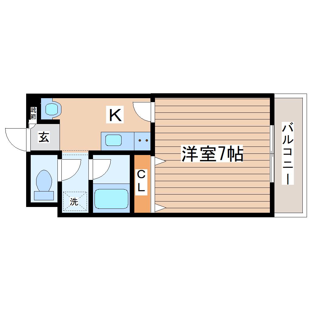 イーグルハイツ南光台(1K/3階)の間取り写真