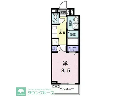 グラン・フィオーレ矢部(1K/2階)の間取り写真