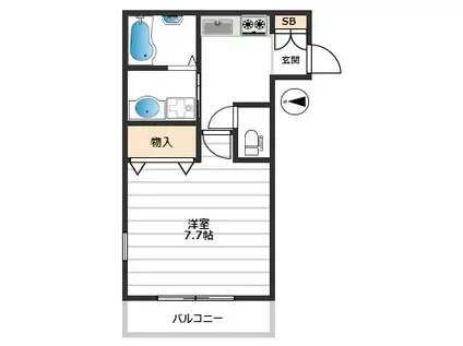 メゾン ドゥ ルミエール(1K/2階)の間取り写真