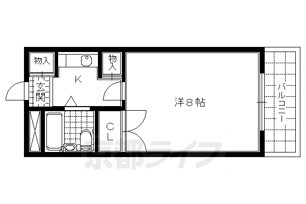 サンフェスタ東福寺 A棟 B棟(1K/3階)の間取り写真