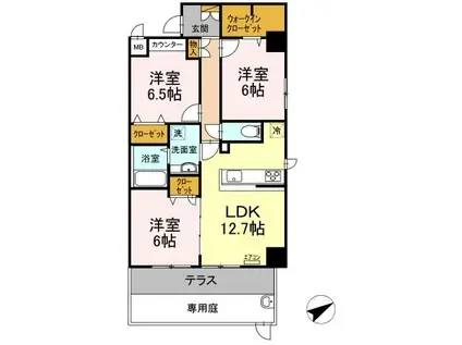 ベルファミーユ高根台III(3LDK/1階)の間取り写真