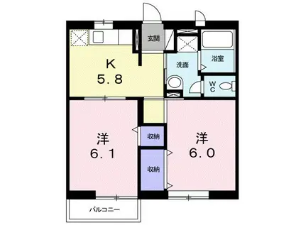 アーバンレジデンスA(2K/1階)の間取り写真