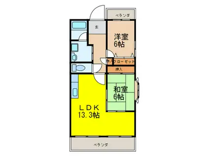 グレーシアス豊中(2LDK/3階)の間取り写真
