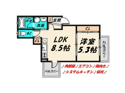 ルシアヴィラシエル(1LDK/1階)の間取り写真