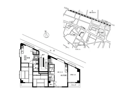 耕和マンション(1LDK/4階)の間取り写真