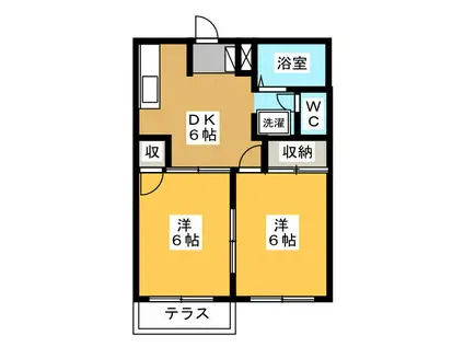 ASハイツ E棟(2DK/1階)の間取り写真