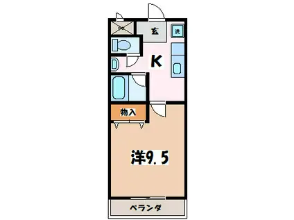 ニューエクセリーナあづみ(1K/1階)の間取り写真