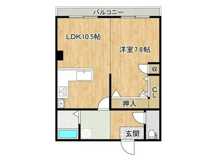 エコーハイツ神居(1LDK/1階)の間取り写真
