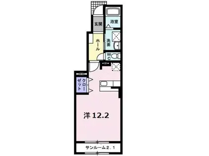 サンシャインKIII(ワンルーム/1階)の間取り写真