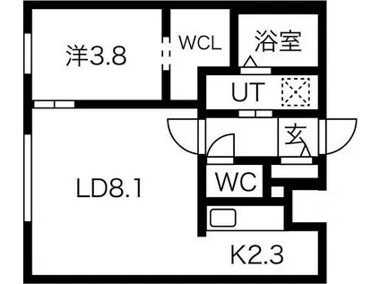 BELLISSIMO HASSAMU(1LDK/1階)の間取り写真