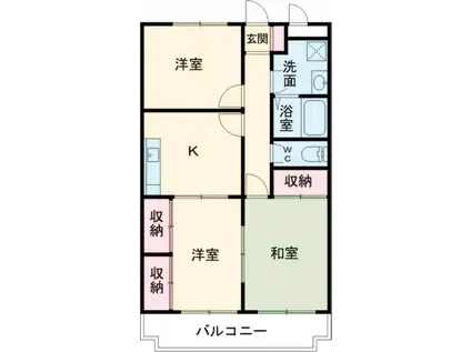 ヴァンヴェール スドメゾン B(3K/1階)の間取り写真