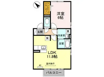 カサ・マールK A棟(1LDK/2階)の間取り写真