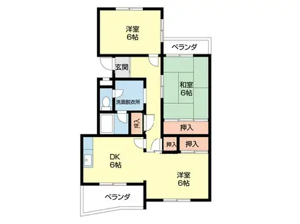 西浜グリーンハイツ(2LDK/2階)の間取り写真