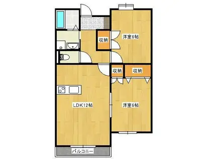 パストラル・S(2LDK/2階)の間取り写真