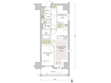 アーバネックス銀座東III(2LDK/5階)の間取り写真