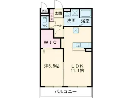 コントレイル鶴崎(1LDK/1階)の間取り写真