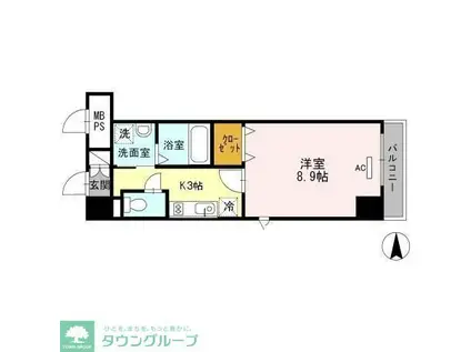 ウイステリア名城(1K/4階)の間取り写真