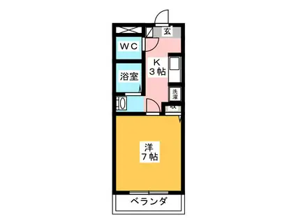 プレミール・シャンブル(1K/1階)の間取り写真