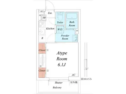 リブリ・津田沼II(1K/1階)の間取り写真