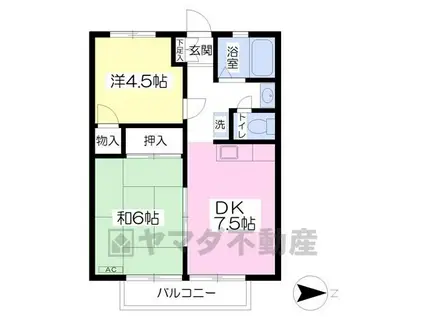 カワマタハイツ(2DK/1階)の間取り写真